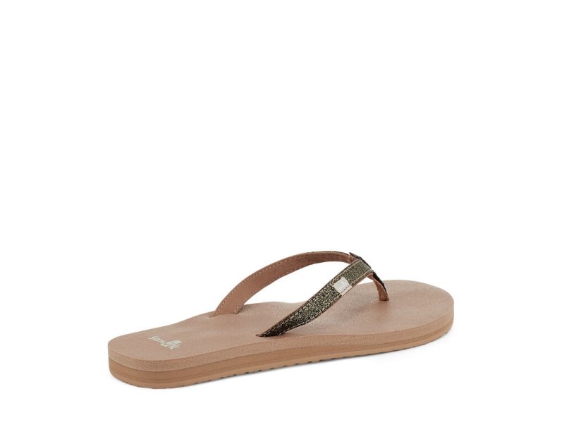 Sanuk Yoga Joy Sparkle Women's Flip Flops Gold | Canada 80AHK